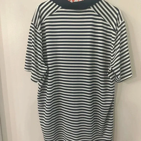 Men Large Nike Dri-Fit Golf Polo Blue/White Stripped (100% POLY) - Picture 4 of 6